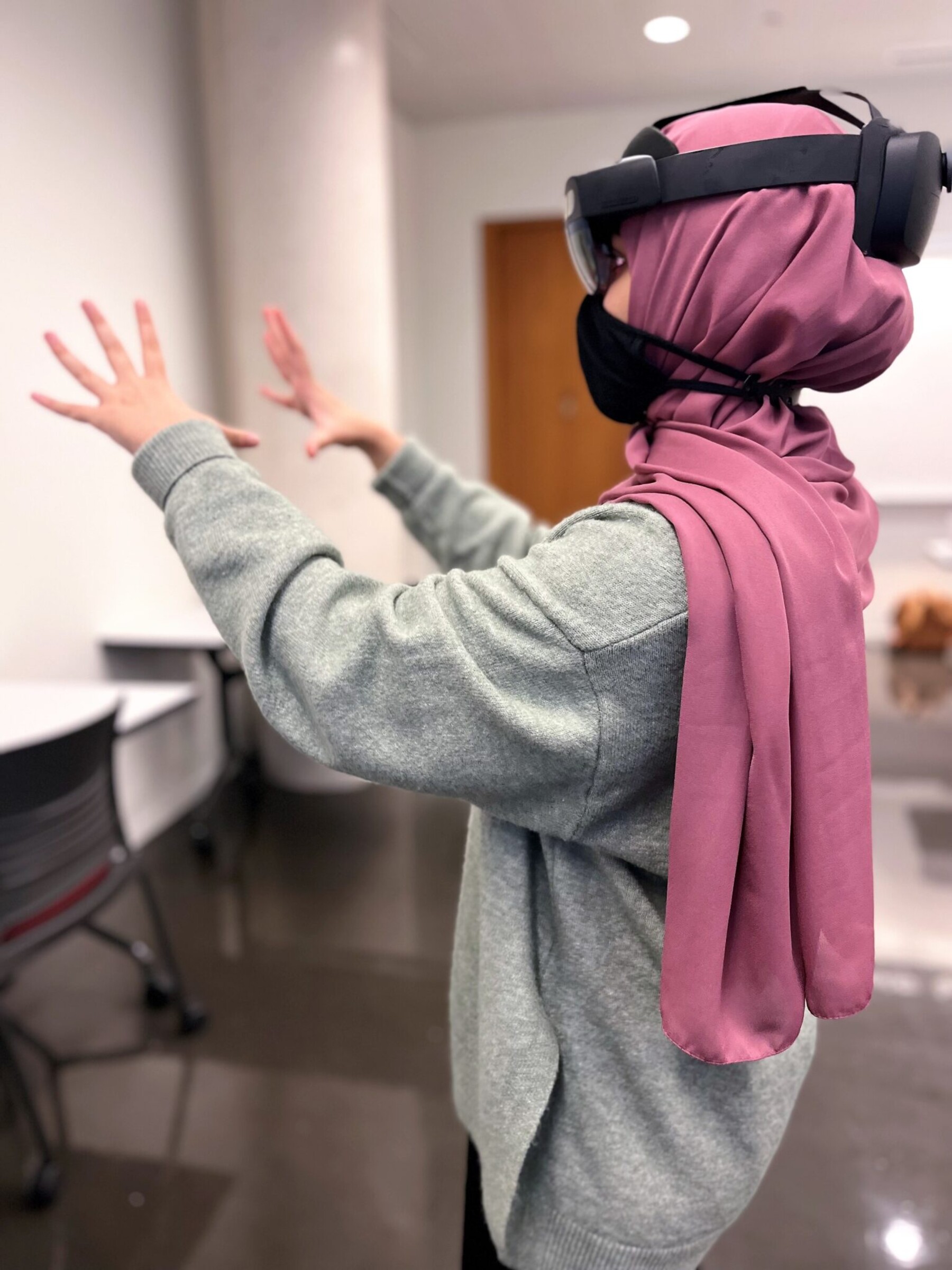 A person wearing a VR headset