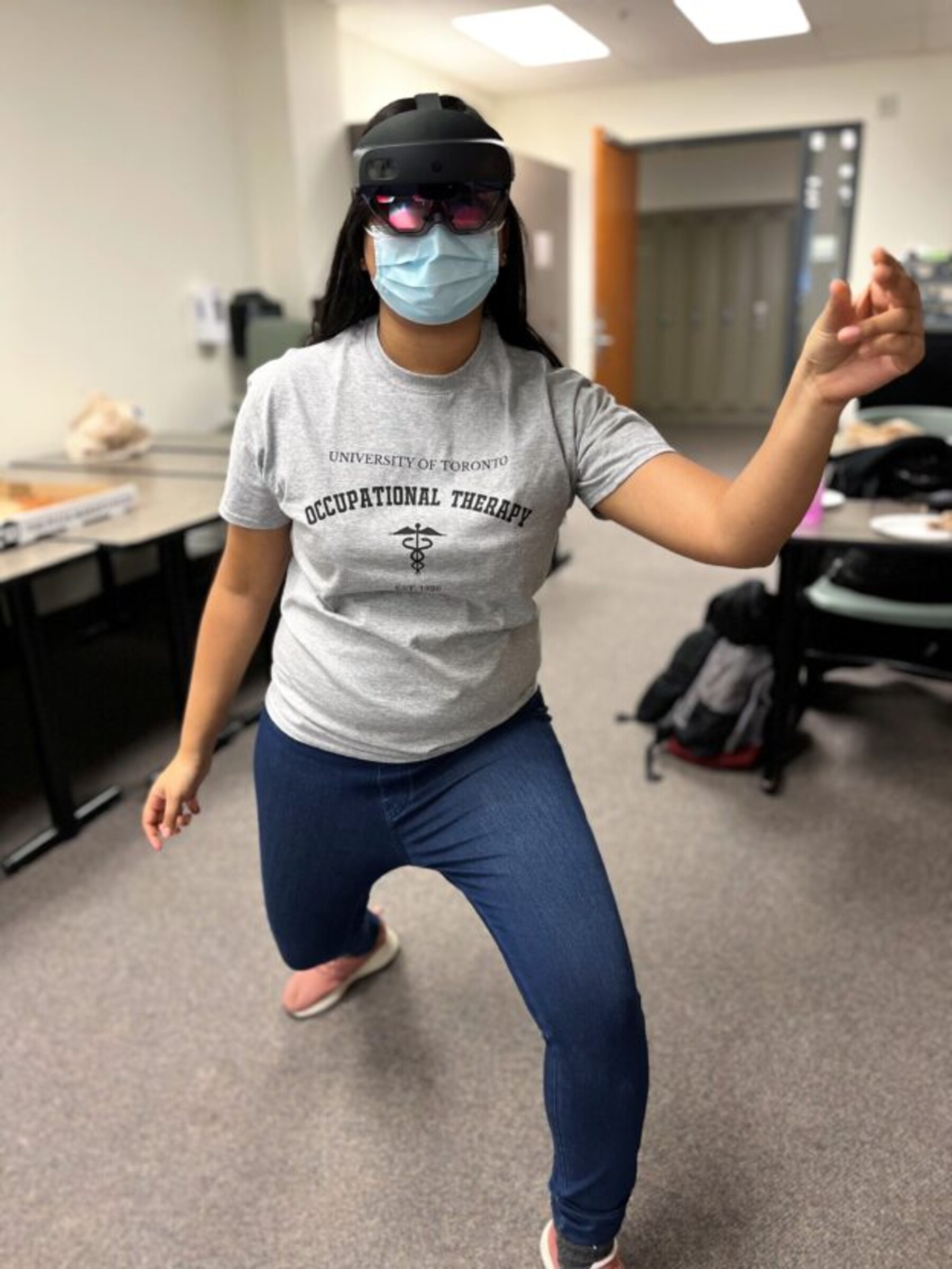A person wearing a VR headset
